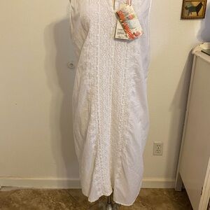 Johnny Was White Embroidered Midi Dress